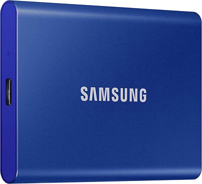 Samsung T7 blau SSD 1 TB USB 3.2 SATA3, 2,5'''' tragbare externe Festplatte