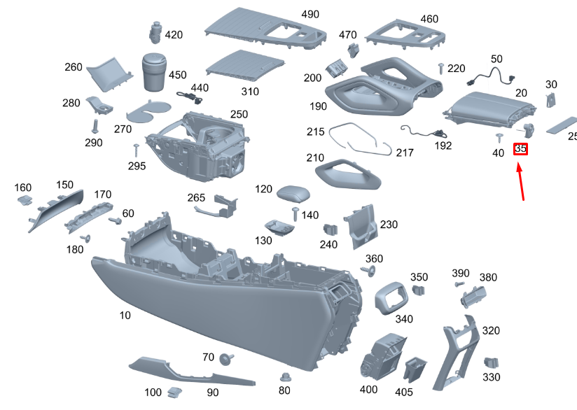 MERCEDESBENZ GLE W167 Center Console Armrest Repair Kit A1676808611