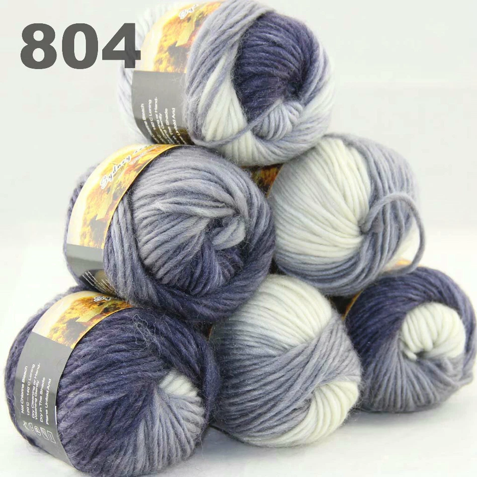 SALE 6BallsX50gr Warm Colorful Rugs Knitting Wool Blankets Crocheted Yarn 04