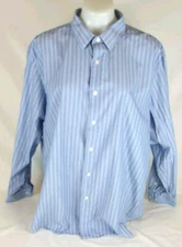 Apt. 9 Blue Striped Long Sleeve 100% Cotton Button Down Shirt Men's Size XL