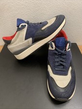 Z Zegna Leather Suede Rubber Low Trainers Navy Gray Sneakers Men 8.5