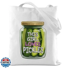 Pickle Gifts Tote Bag, Pickle Lover Gifts Reusable Grocery Bags, 