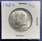 1968 D KENNEDY HALF DOLLAR 40% Silver Coin Uncirculated? Constitutional Round AU