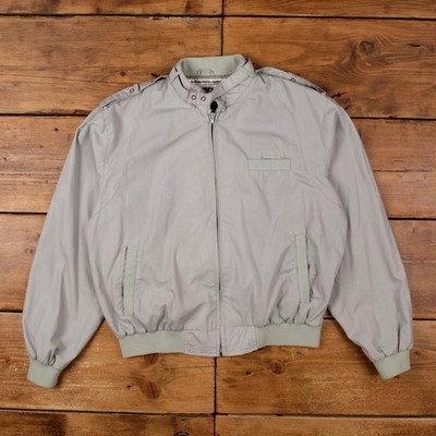 Vintage Campus Bomberjacke L Herren 90er grau Freizeit leicht Windbreaker