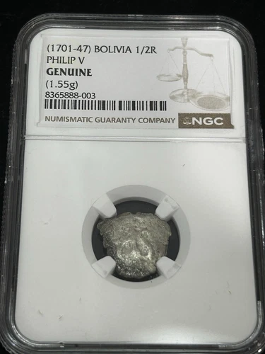 SASA 1701-1747 P Bolivia Philip V Silver 1/2 Real Ngc Genuine 1.55g