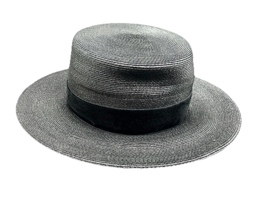 Black Wide-Brim Straw Top Hat Black Straw Wide Brim Boater Hat – Royal Ascot, Melbourne  main image 3