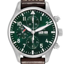 IWC Pilot Racing Green Dial Chronograph LE Mens Steel Watch IW377726 Box Card