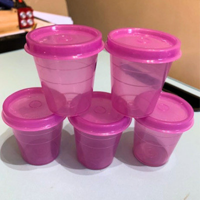 TUPPERWARE Midgets Mini 60ml / 2oz Set of 5 Cups Barbie Pink New