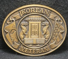 XC05122 NOS VINTAGE 1970s KOREAN VETERAN FOREIGN WARS BRASS BELT BUCKLE