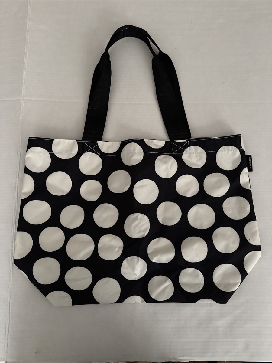 Uniqlo Marimekko Design White Polkadot Black Tote Bag