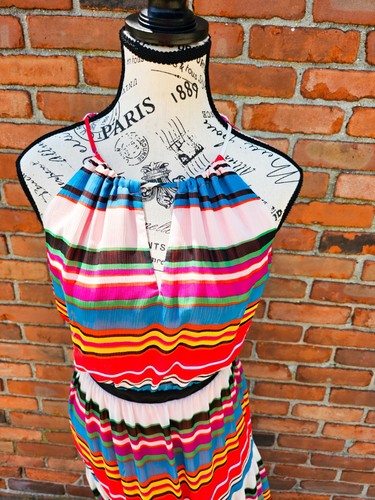 New Max and Cleo Multicolored Striped Boho Maxi Dress-Size Small. - Picture 2 of 20