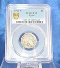 1913-S US Buffalo Nickel 5¢ PCGS F 15 Type 2 Flat Ground