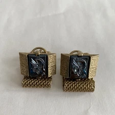 Unique Vintage Gold Tone Carved Roman Warrior Centurion Design Cufflinks