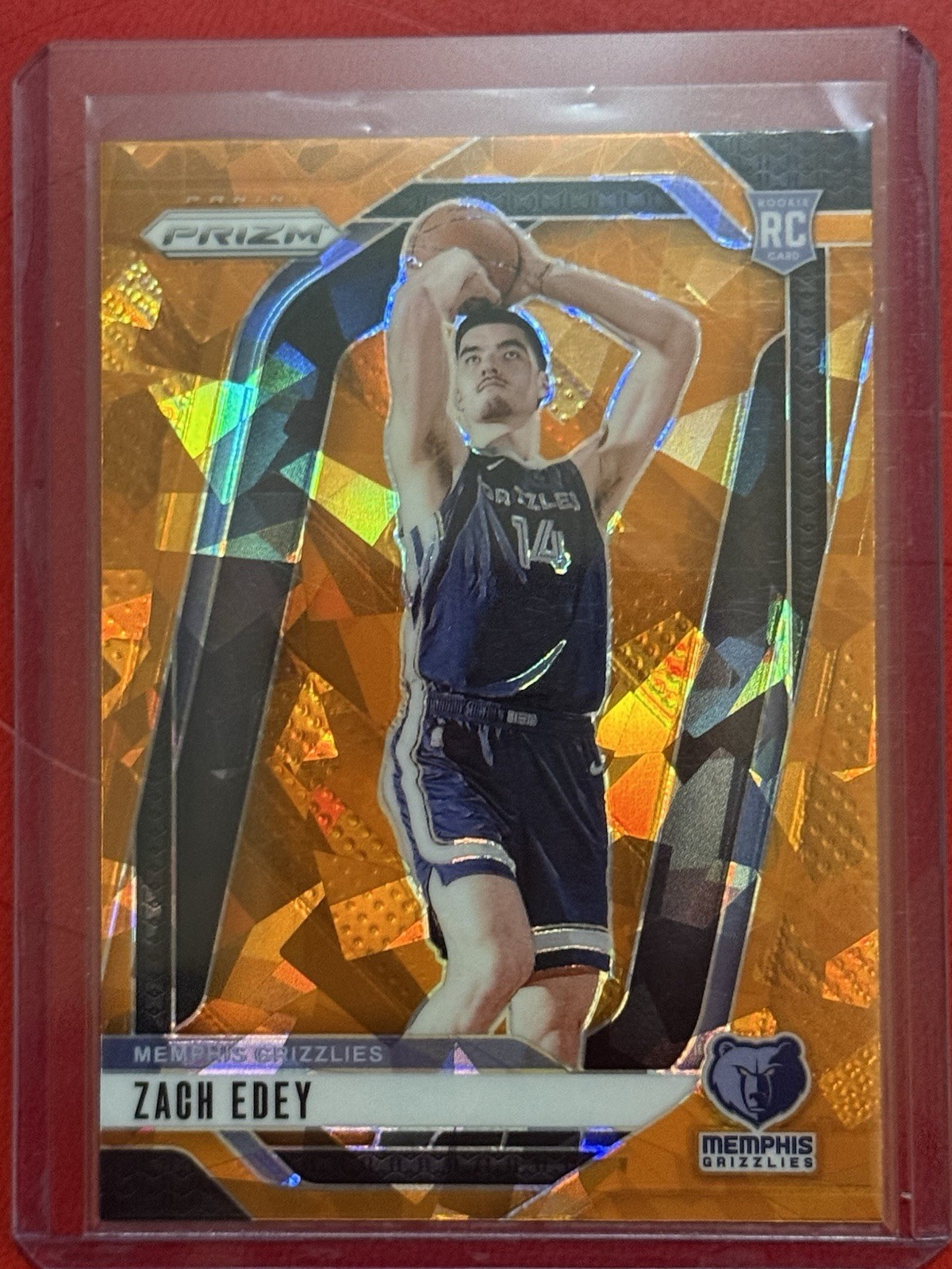 2024-25 Panini Prizm #249 Zach Edey Orange Ice Rookie RC Grizzlies
