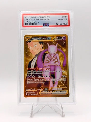 2025 POKEMON DESTINED RIVALS HYPER RARE TEAM ROCKET'S MEWTWO EX 240/182 PSA 10