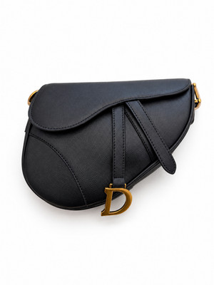 Christian Dior Small Black Saddle Bag