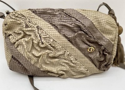 Carlo Fiori 1980 s Exotic Leather Patchwork Handbag.  Vintage Handbags