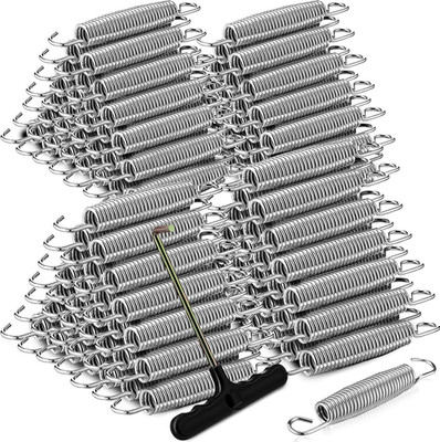 Heavy Duty 5.5'' Stainless Steel Trampoline Springs with T-Hook Tool Set