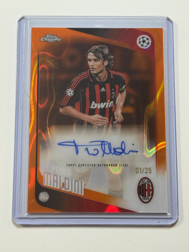 2026 Topps Chrome UEFA Legends Autograph Orange Paolo Maldini 01/25