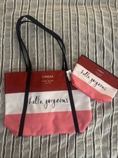 NWT Clinique X Kate Spade New York Hello Gorgeous Red Logo Tote  Cosmetic Bag