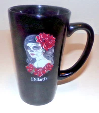 Dillard's Dia De Los Muertos Day of Dead Coffee Black La Calavera Catrina 6" Mug
