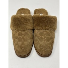 Coach Sherpa Flat Mules Signature Suede Size 7