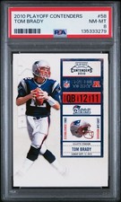 2010 PLAYOFF CONTENDERS TICKET SP TOM BRADY #58 NEW ENGLAND PATRIOTS PSA 8 MINT