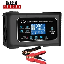 12V 24V 20 Amp Car Battery Charger for Lithium LiFePo4 Lead Acid Battery Repair