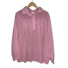 Vtg Montgomery Ward Pink Polyester Button Front Collared Blouse Size 42