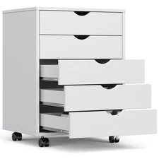OLIXIS 5 Drawer Mobile File Cabinet Under Desk Storage Organization with Whee...