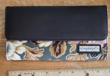 Longaberger Brown w/ Flower Green Brown Blue Pink Wallet Organizer