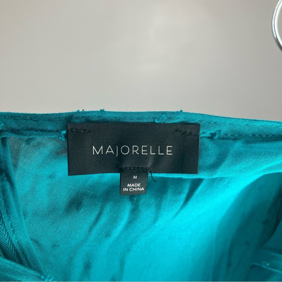 NWT MAJORELLE Solare Midi Dress Swiss Dot Teal Blue Medium View 5