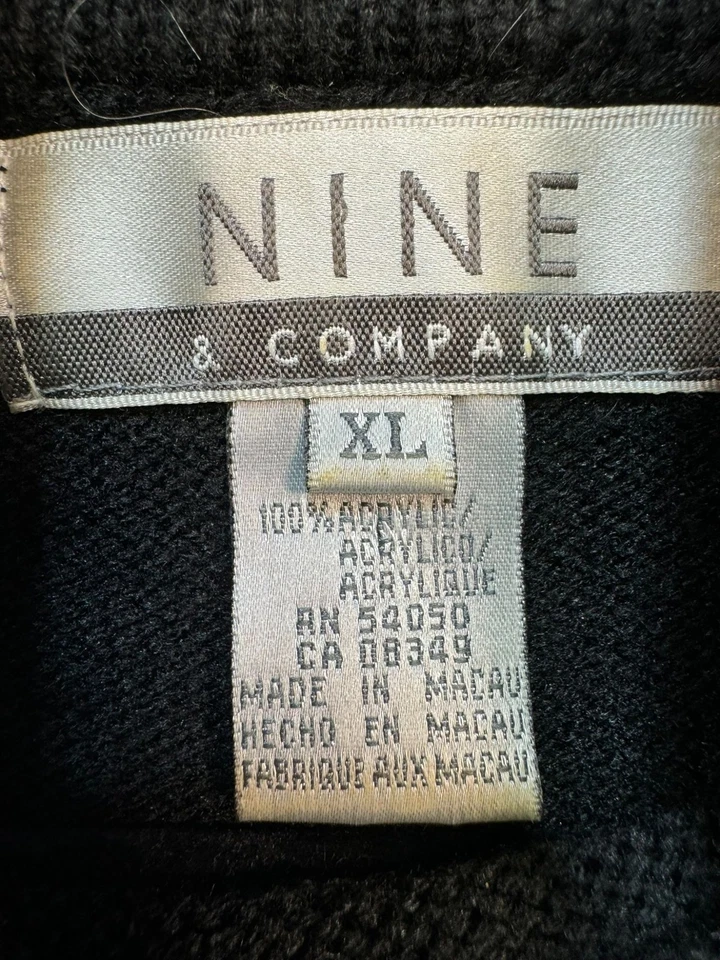 Suéter de vacaciones Nine & Company para mujer cuello alto XL negro copo de nieve Foto 3 de 4