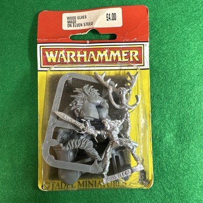 Warhammer Waldelfen Magier auf Ross Blister Metall Elfen Games Workshop Falke  