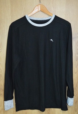 Tommy Bahama Pullover Herren schwarz/grau Besatz Rundhals Pulli Freizeit - Medium M