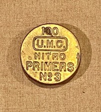Vintage Brass Primer Box, U.M.C. Nitro Primers No. 3 for Shot Shells