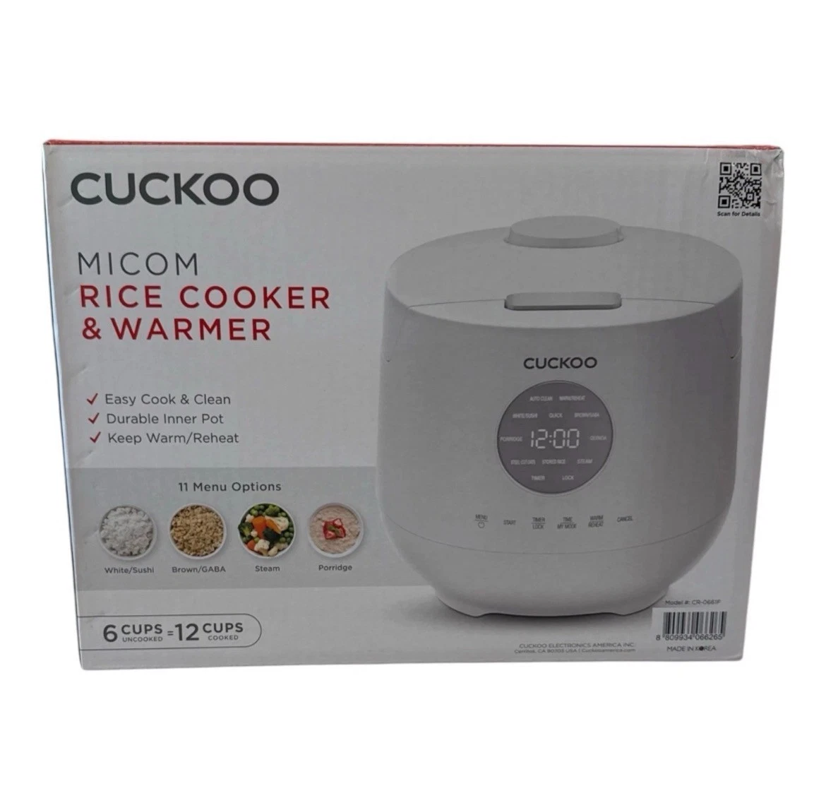 Cuckoo Electronics CR-0661F 6-Cup /12 Cup Cooked Micom Multifun Rice Cooker NOB
Opens in a new windo
