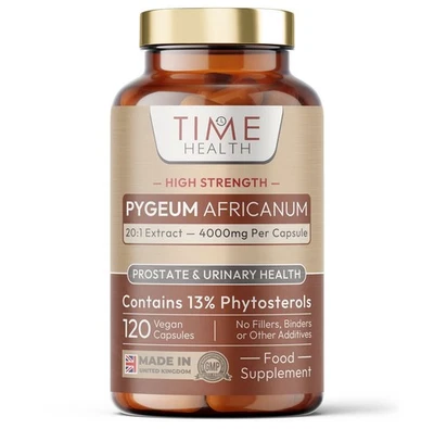 TIME HEALTH LTD High Strength Pygeum Africanum – 120 Capsules –Prostate, Bladder & Urinary Tract