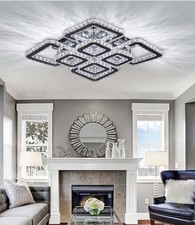 LED Crystal Ceiling Light Modern Flush Mount Chandelier Lamp Living Room Lights