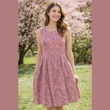 Gap Womens Size 12 Floral Fit & Flare Dress Sleeveless Pockets Spring Cottage