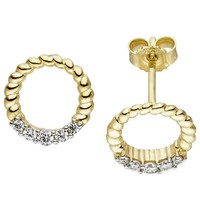 Ohrstecker Kreise Mit 10 Zirkonia 333 Gold Gelbgold Ø9,8Mm Ohrschmuck Ohrringe
