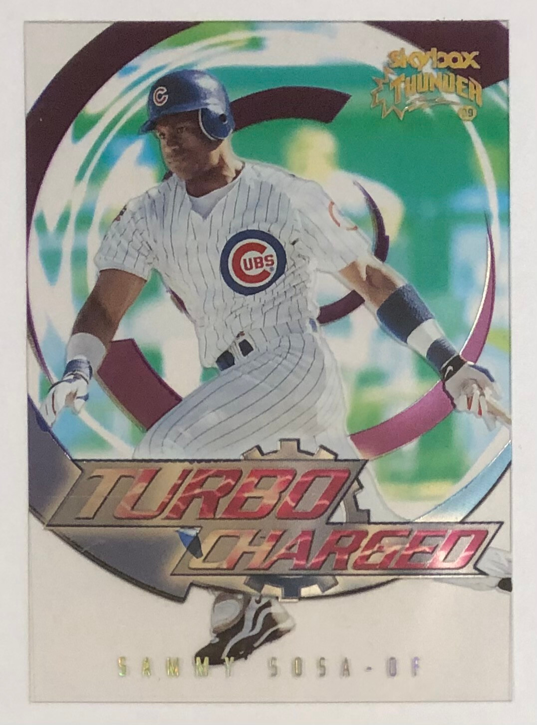 1999 Skybox Thunder - Turbo-Charged - Sammy Sosa - #9 - Chicago Cubs - NrMt-Mt