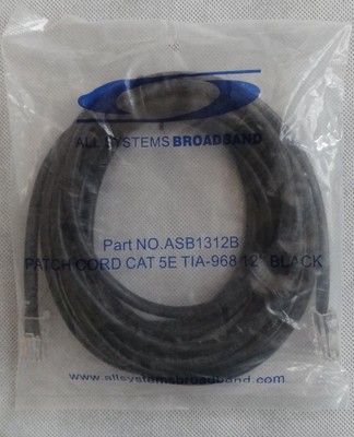 All Systems Broadband Patch Cord CAT 5E TIA-968 ASB1312B ~ 12ft ~  Black