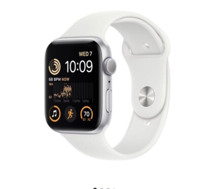 Apple Watch SE 44mm Space Gray Aluminum Case with Black Sport Band - Regular.   