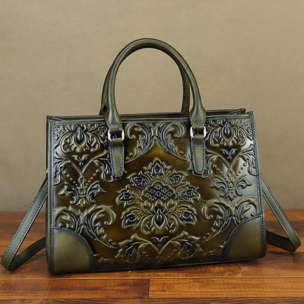 Genuine Leather Purse and Handbag Women Embossed Leather Crossbody Shoulder Bag