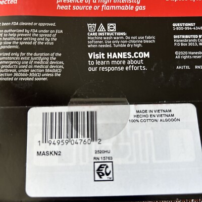 10 Hanes 100% Cotton Face Mask Reusable Washable Adult Masks | eBay