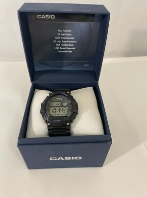 Casio Men's TRT-110H-2 Mud Resistant Digital Display Quartz Black Watch - e243