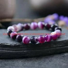 VALENTINO Bracciale elastico perline pietre preziose rotonde agata a righe multicolore 10 mm 7 5'' AAA