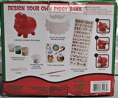 Piggy Bank Red Scroll Design , 7.9