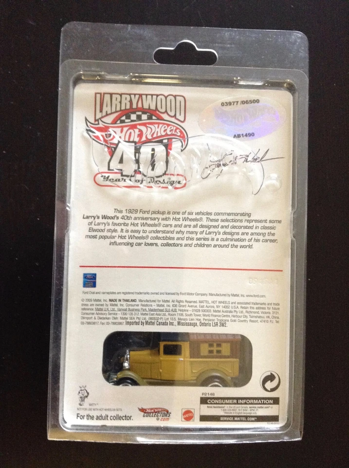 Camioneta Ford Larry Wood 40 años de diseño 1929 pilotos reales #03977 Hot Wheels Foto 2 de 2